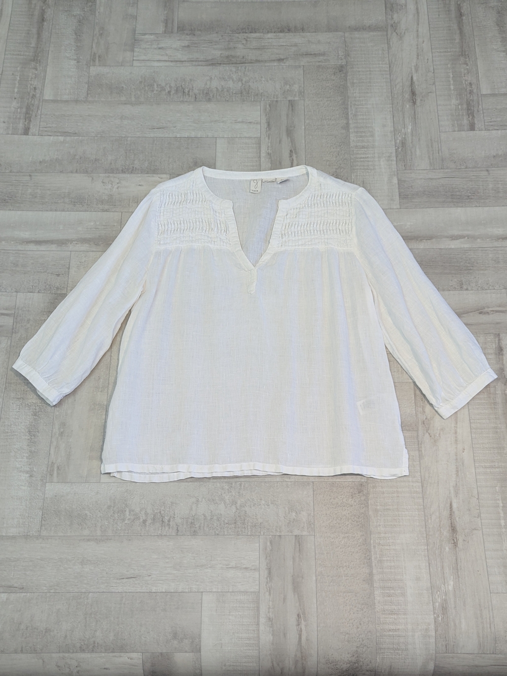 Joie Womens M 100% Linen White Pintucked Blouse Peasant Cottagecore Boho Pirate